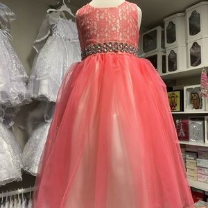 NEW Girl lace coral dress